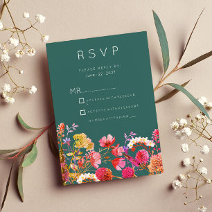 Mauve green orange pink yellow summer RSVP Invitation