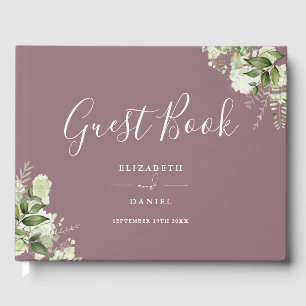 Mauve Greenery Floral Wedding Guest Book