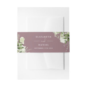 Mauve Greenery Floral Wedding Invitation Belly Band