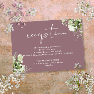 Mauve Greenery Script Wedding Reception Enclosure Card