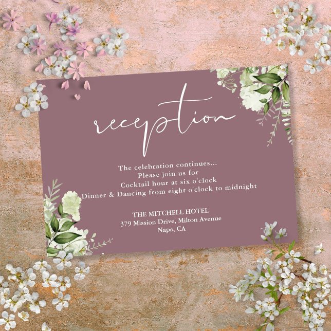Mauve Greenery Script Wedding Reception Enclosure Card (Mauve Greenery Script Wedding Reception Enclosure Card)