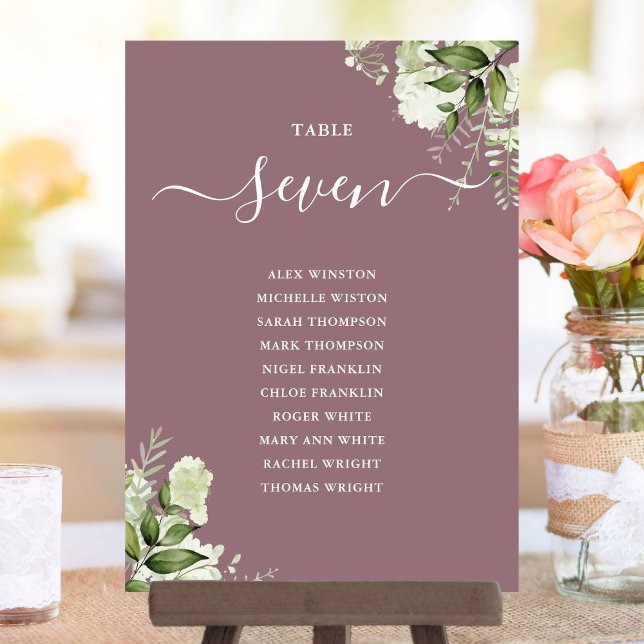 Mauve Greenery Seating Plan Table Number (Mauve Greenery Seating Plan Table Number)