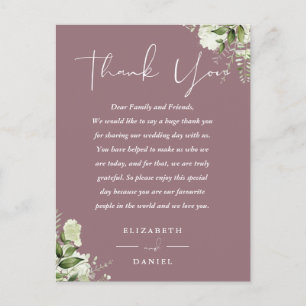 Mauve Greenery Thank You Wedding Place Card