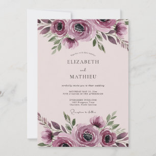 Mauve Harmonious Botanical Wedding Invitation