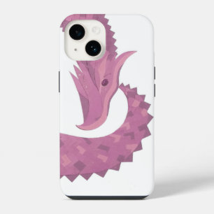Mauve heart dragon on white iPhone 14 case