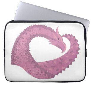 Mauve heart dragon on white laptop sleeve