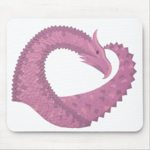 Mauve heart dragon on white mouse mat