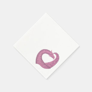Mauve heart dragon on white napkin