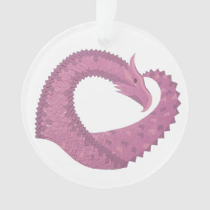 Mauve heart dragon on white ornament