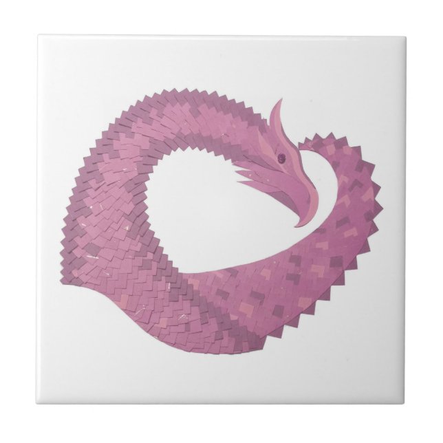 Mauve heart dragon on white tile (Front)