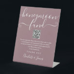 Mauve Honeymoon Fund QR Code Pedestal Sign<br><div class="desc">An elegant mauve honeymoon fund sign,  personalised with your special message,  names and wishing well QR code. Designed by Thisisnotme©</div>