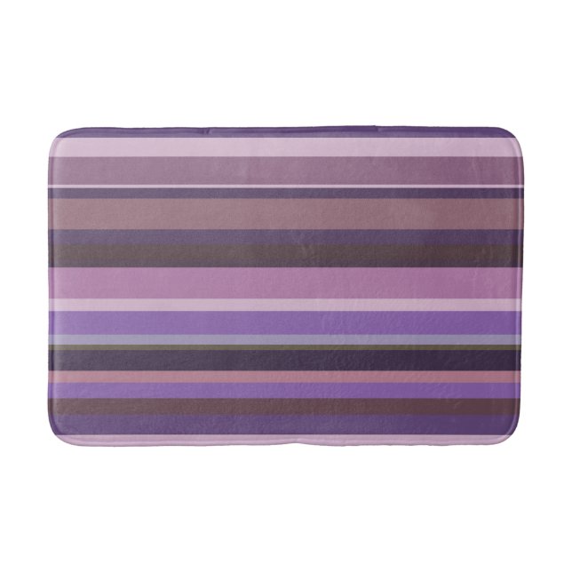 Mauve horizontal stripes bath mat (Front)