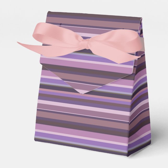 Mauve horizontal stripes favour box (Front Side)