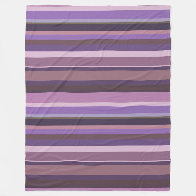 Mauve horizontal stripes fleece blanket (Front)