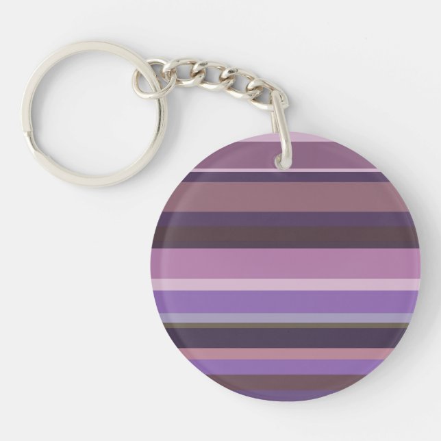 Mauve horizontal stripes key ring (Front)