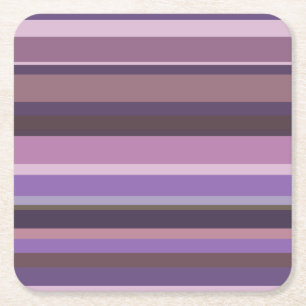 Mauve horizontal stripes square paper coaster