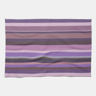 Mauve horizontal stripes tea towel