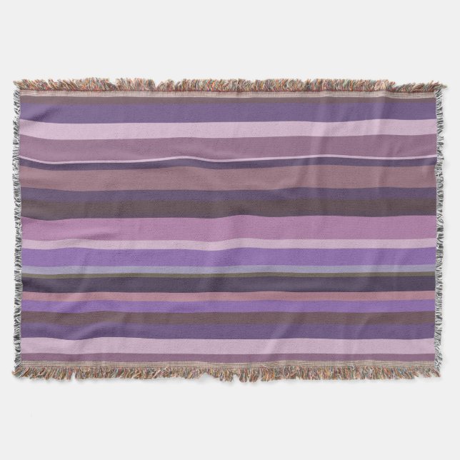 Mauve horizontal stripes throw blanket (Front)