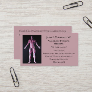 Mauve Internist DR Human Body Internal Medicine Business Card