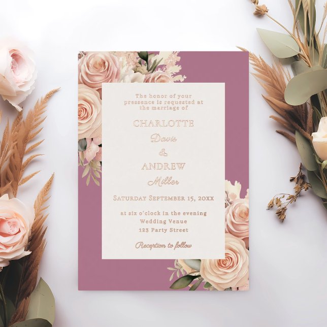 Mauve ivory dusty rose florals wedding rose gold (Creator Uploaded)