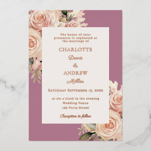 Mauve ivory dusty rose florals wedding rose gold