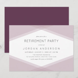 Mauve Layer Geometric Dark Purple Retirement Party Invitation
