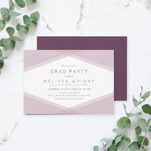 Mauve Layered Geometric & Dark Purple Grad Party Invitation