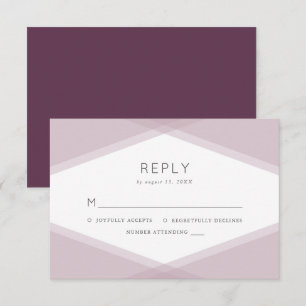 Mauve Layered Geometric & Dark Purple RSVP Card