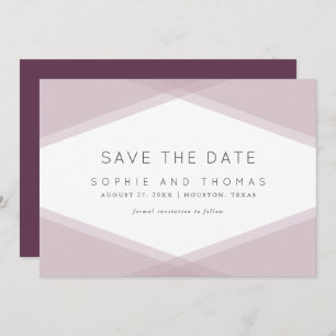 Mauve Layered Geometric Dark Purple Save the Date Invitation