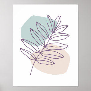 Mauve Leave with Green & Brown Circle Minimalist Poster