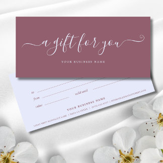 Mauve Lilac Business Gift Certificate Elegant