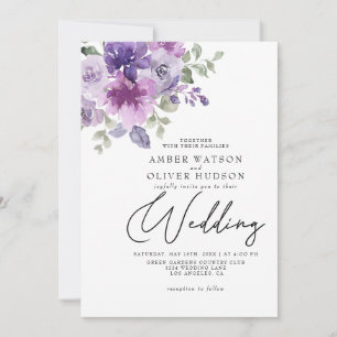 Mauve Lilac Dusty Floral Purple Garden Wedding Invitation