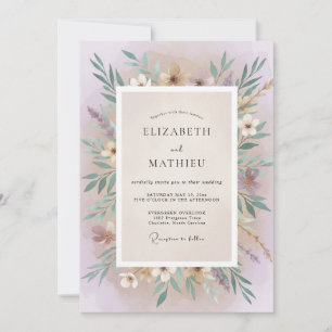 Mauve Lilac Foliage Eucalyptus Wedding Invitation