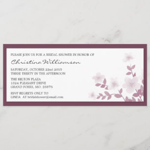 Mauve Long Floral Bridal Shower Invitations