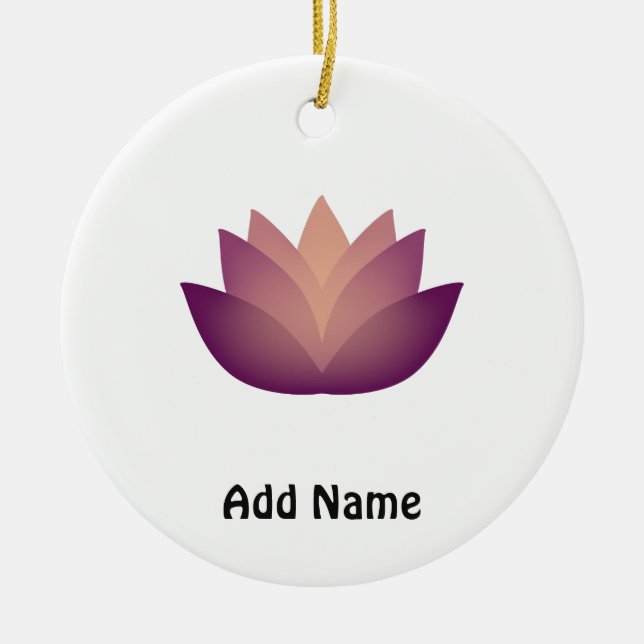 Mauve Lotus Flower design Ceramic Tree Decoration (Front)