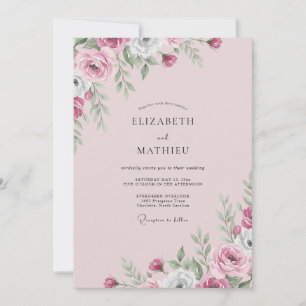 Mauve Magenta Blossom Wedding Invitation