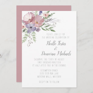 Mauve Meadows Wedding Invitation