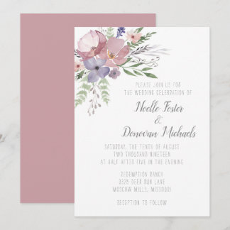 Mauve Meadows Wedding Invitation