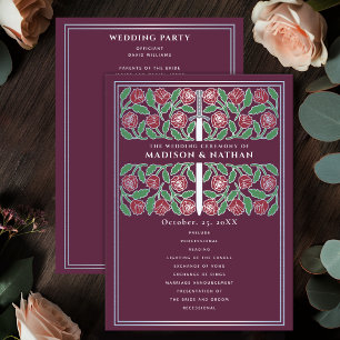 Mauve Mediaeval Silver Floral Sword Royal Wedding Programme