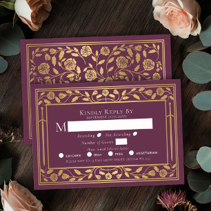 Mauve Mediaeval Sword Wedding RSVP Enclosure Card