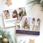 MAUVE Merry Christmas Elegant 9 Collage Photo  Holiday Card<br><div class="desc">Share your family’s highlights with this year-in-review Christmas card featuring a simple, minimal, and clean design. The front includes a modern 6-photo collage paired with the festive greeting “Merry Christmas” in an elegant serif font over a DARK EGGPLANT MAUVE colour, with space to personalise your family name or the year....</div>