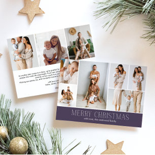 MAUVE Merry Christmas Elegant 9 Collage Photo Holiday Card