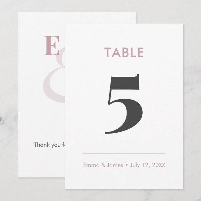 Mauve Minimalist Ampersand | Table Number (Front/Back)