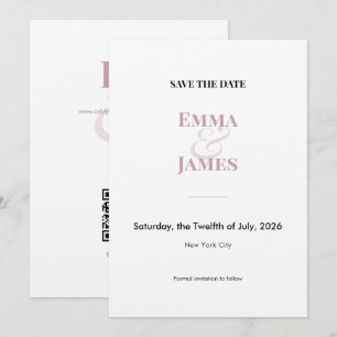 Mauve Minimalist Ampersand Wedding Save the Date