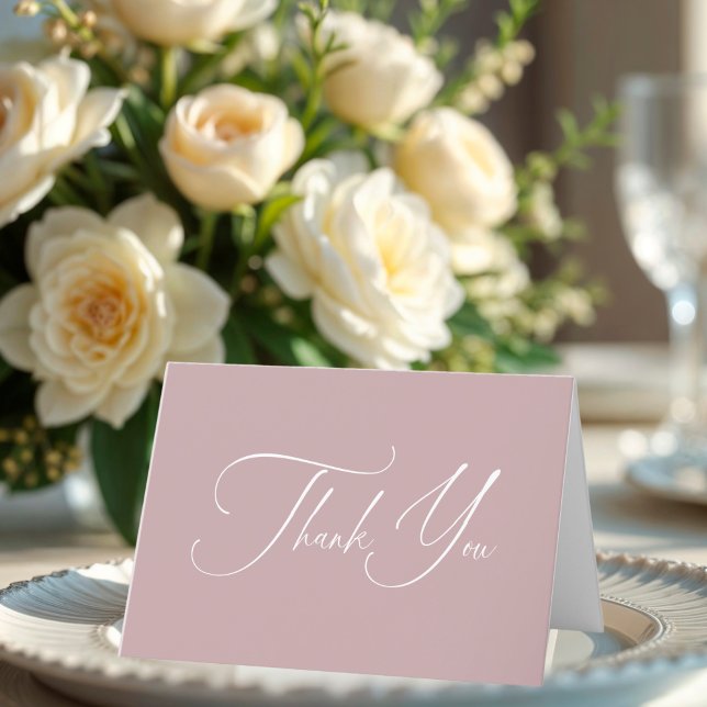 Mauve Minimalist Calligraphy Bridal Shower Thank You Card (Creator Uploaded)