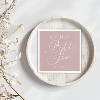 Mauve Minimalist Elegant Bridal Shower Napkin