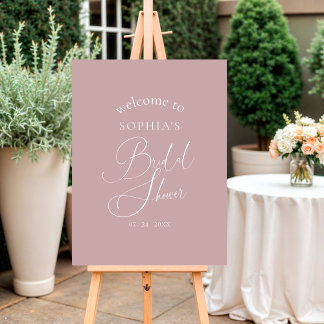 Mauve Minimalist Elegant Bridal Shower Welcome  Poster