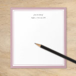 Mauve Minimalist Monogram Teacher Gift Notepad<br><div class="desc">Modern minimalist border design in a variety of trending colours. Personalise it with your name monogram or other custom text. Use the design tools to choose your own fonts and background colours. Cute and simple gift idea for teachers or personal stationery for anyone who loves to stay organised.</div>