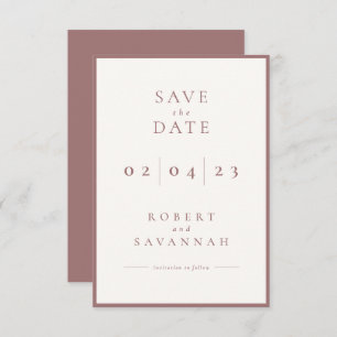 Mauve Minimalist Save the Date Card
