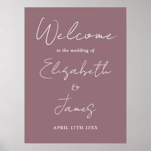 Mauve Minimalist Script Wedding Welcome Sign